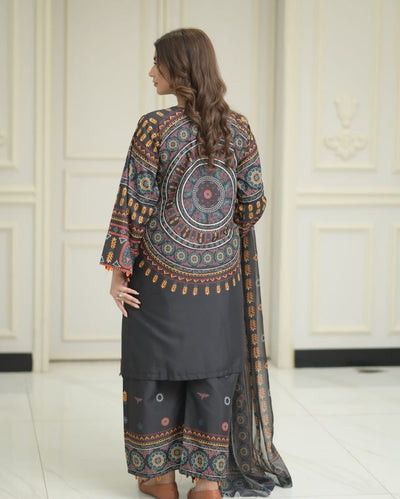 3Pcs Matka Design Stitched Dress